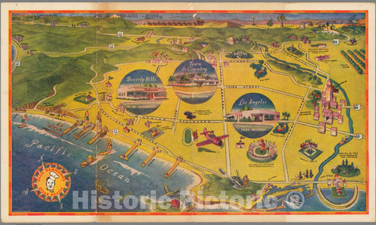 Historic Map : Ephemera, Ollie Hammond's Steak Houses. 1946 - Vintage Wall Art