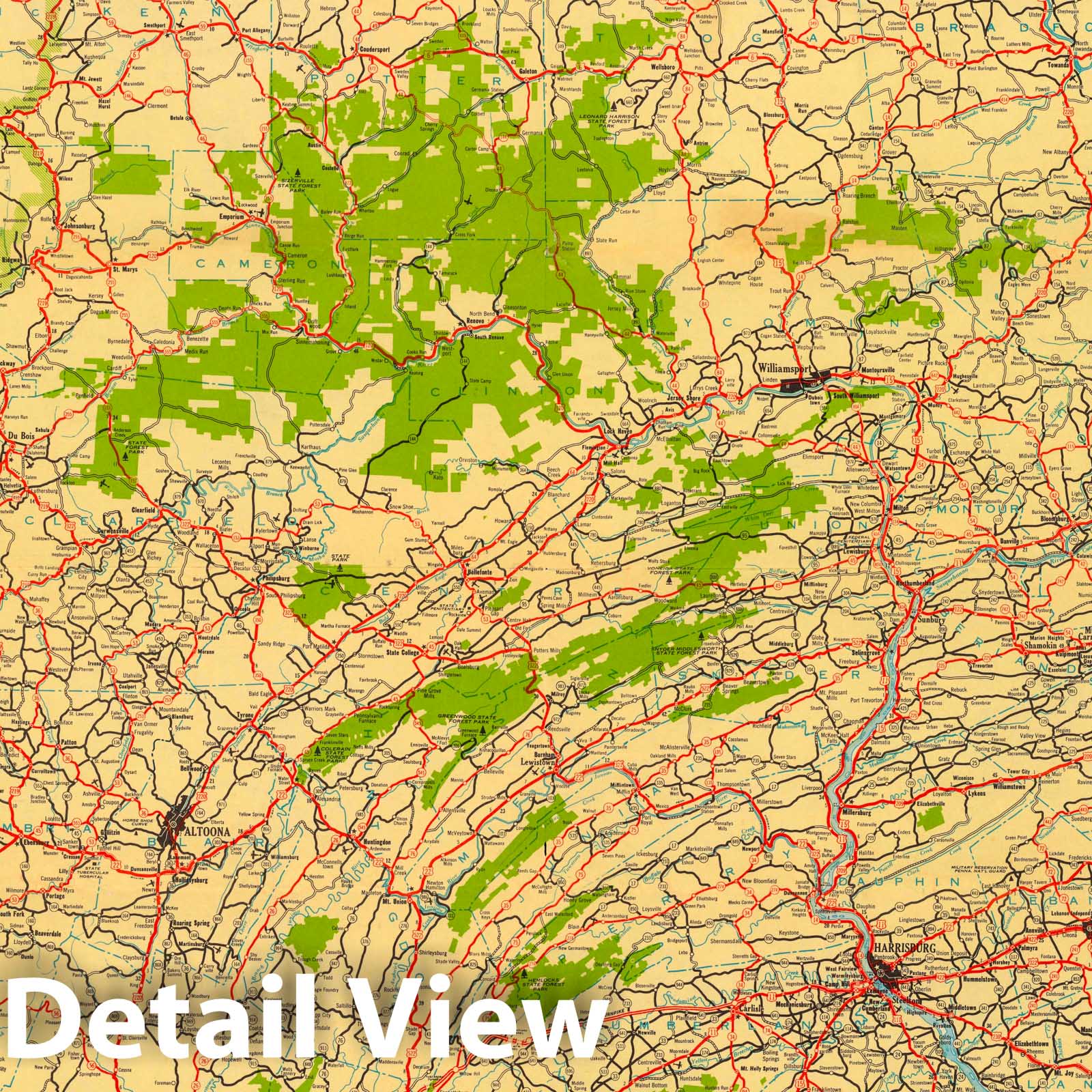 Pennsylvania - Roads Map, 1940 - Historical Map Reproduction