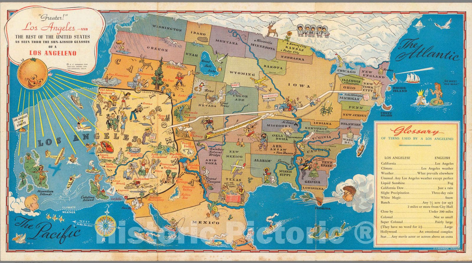 "Greater!" Los Angeles and the Best of the United States - 1939 Pictorial Map