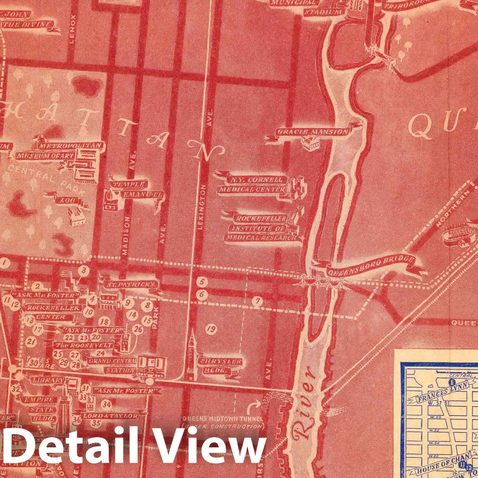 Manhattan, New York - Pictorial Map, 1939 - Historical Map Print