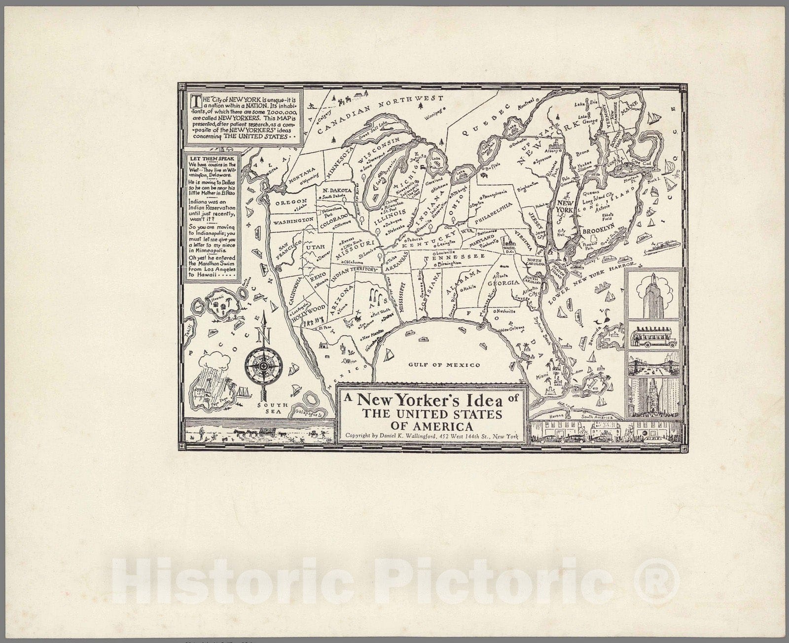 Historic Map : A New Yorker's Idea of the United Sates of America, 1935 - Vintage Wall Art
