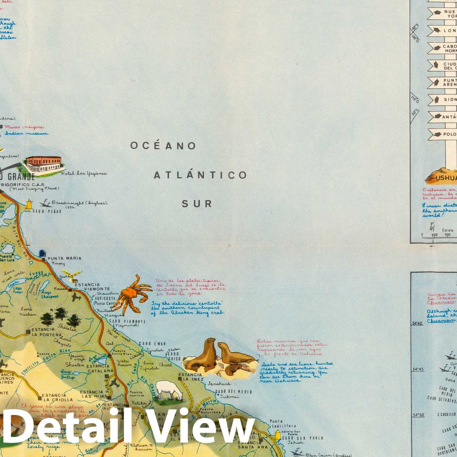 Tierra del Fuego, Argentina - Pictorial Map, 1970