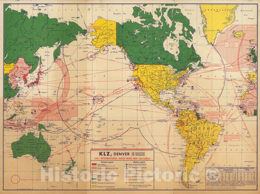 Historic Map : KLZ, Denver, 1941, International Radio News Map, Second Edition, 1941 - Vintage Wall Art