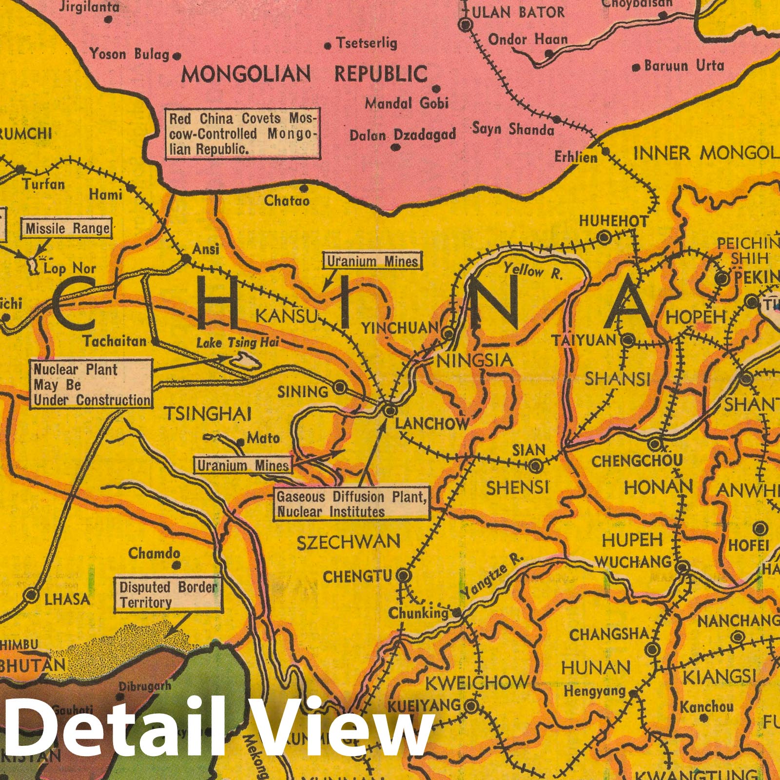 China - Military Map, 1965 - Historical Map Print