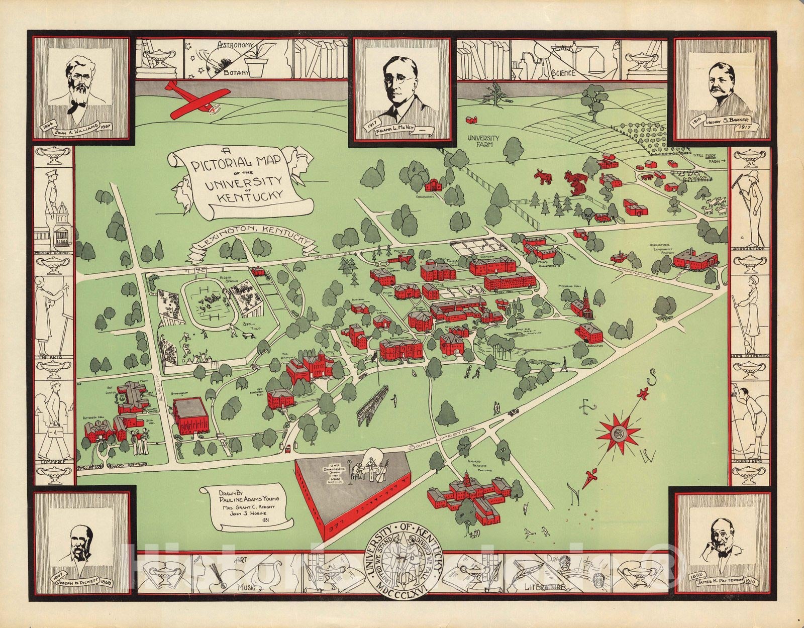 University of Kentucky - Pictorial Map, 1931 - Historical Map Print
