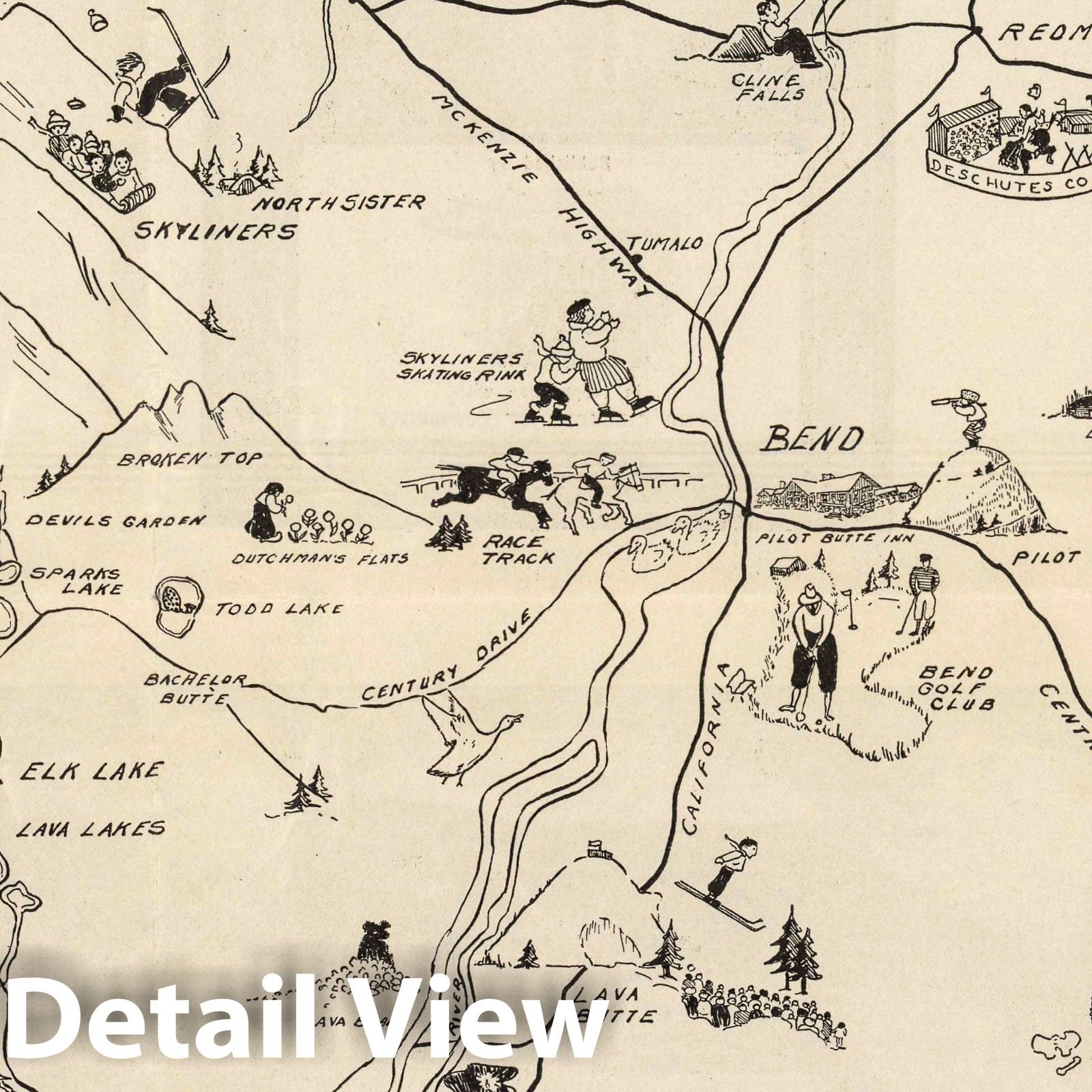 Oregon Cascades - Pictorial Map, 1933
