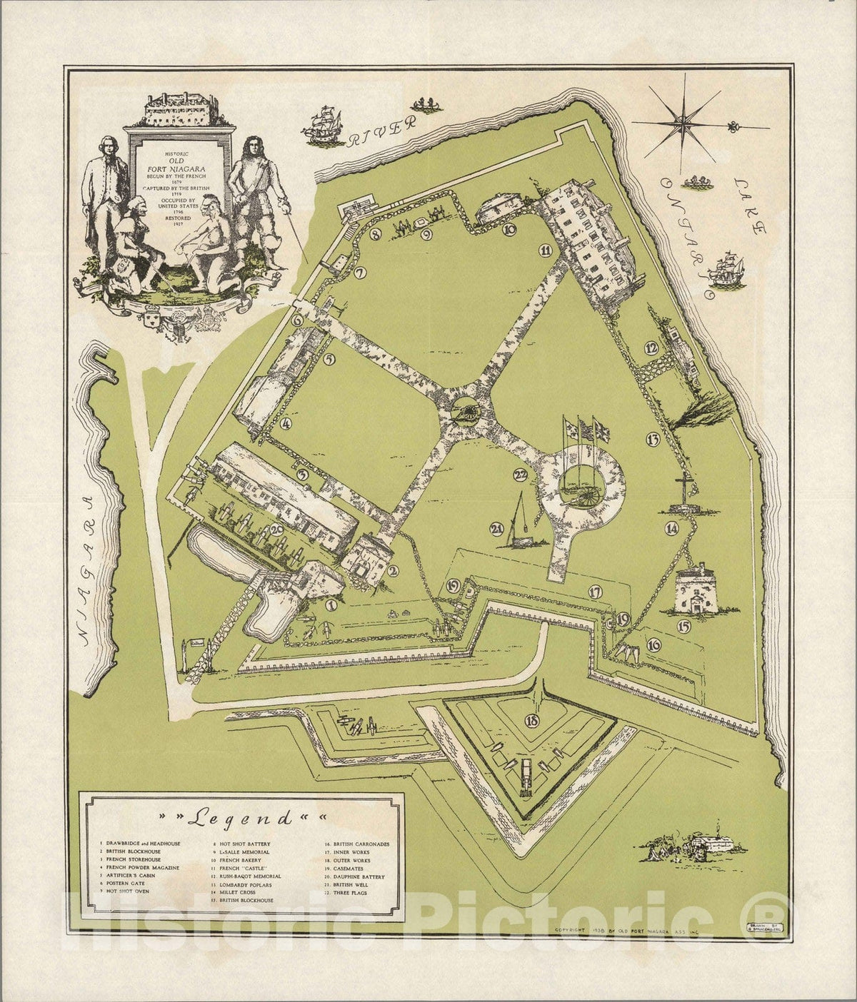 Fort Niagara, New York - Pictorial Map, 1938