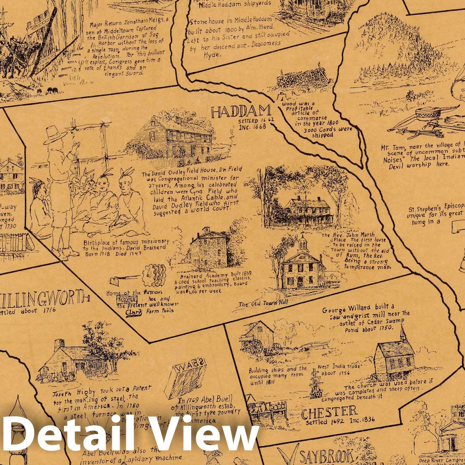 Middlesex County, Connecticut - Pictorial Map, 1934
