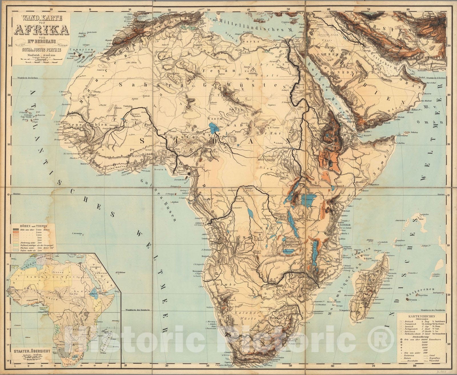 Historic Map : Wand-Karte von Afrika von Hrm. 1881 - Vintage Wall Art
