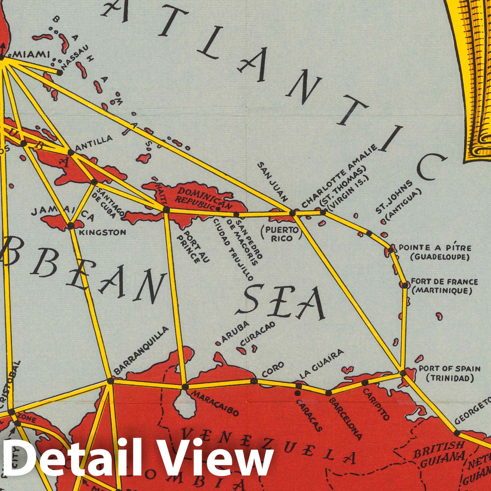 Pan Am - World Airline Routes, 1930 - Historical Map Print