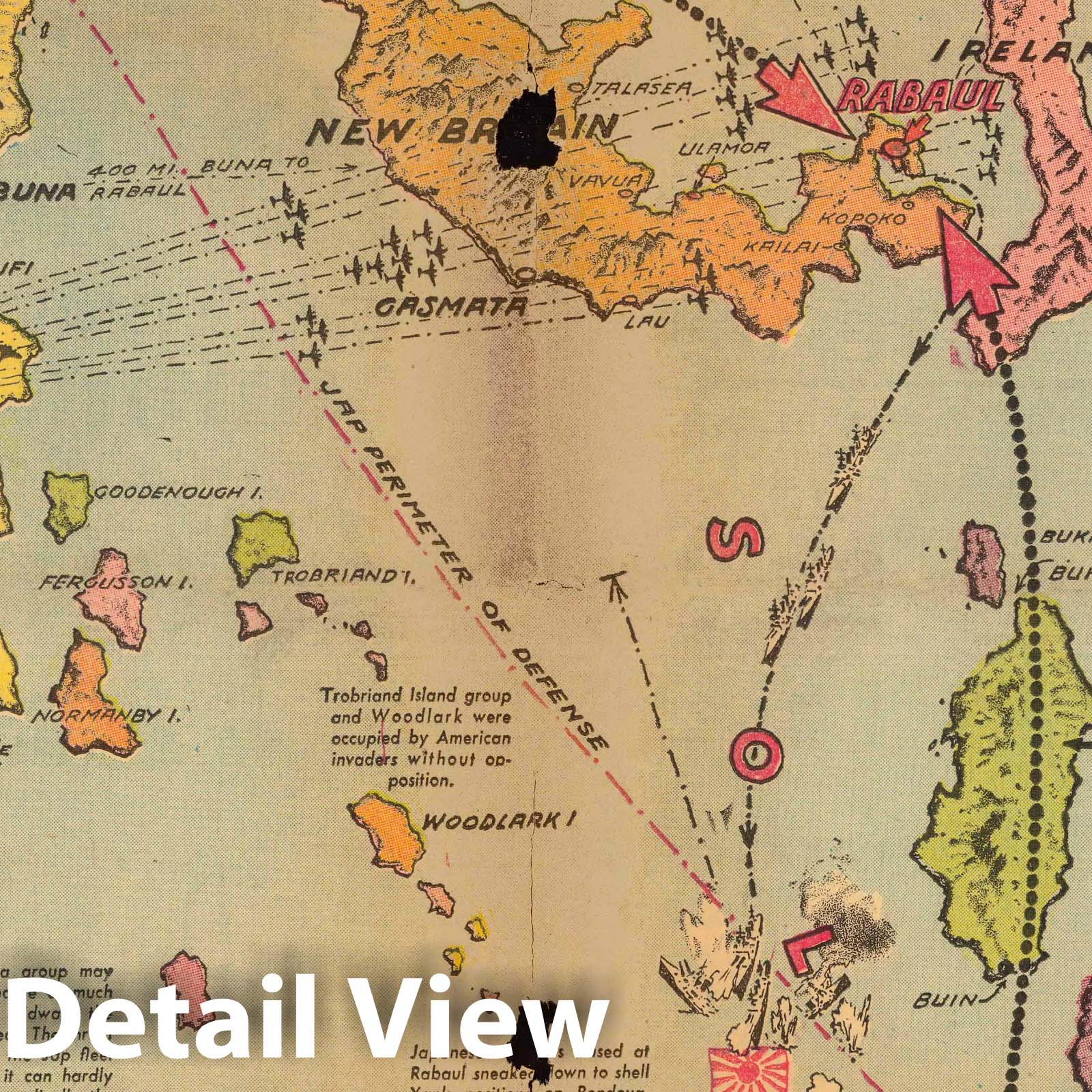 World War II: Solomon Islands, New Georgia - Pictorial Map, 1943