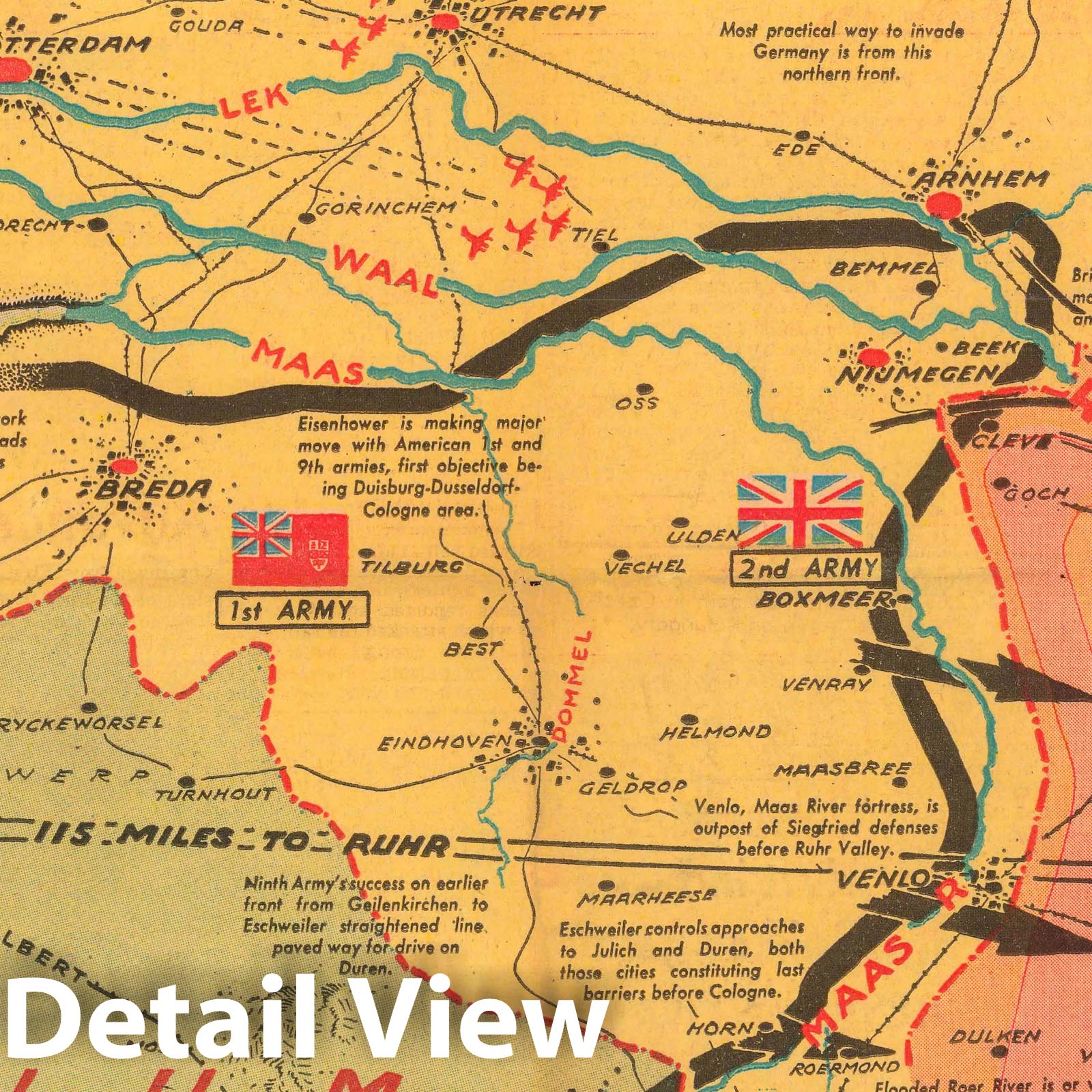 World War II: Germany - Pictorial Map, 1944 - Historical Map Print