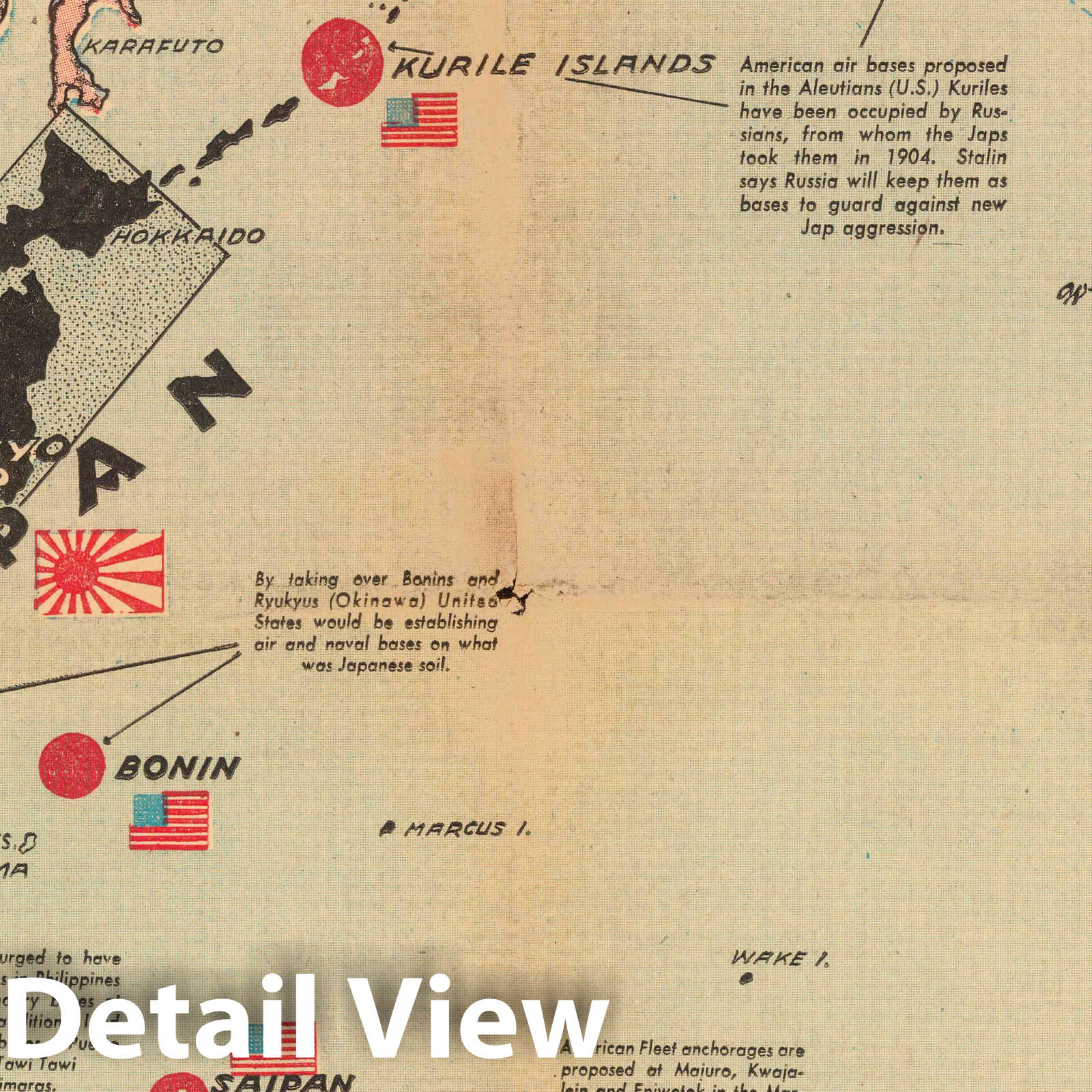 Pacific Ocean - World War II, 1944 Military Map Print