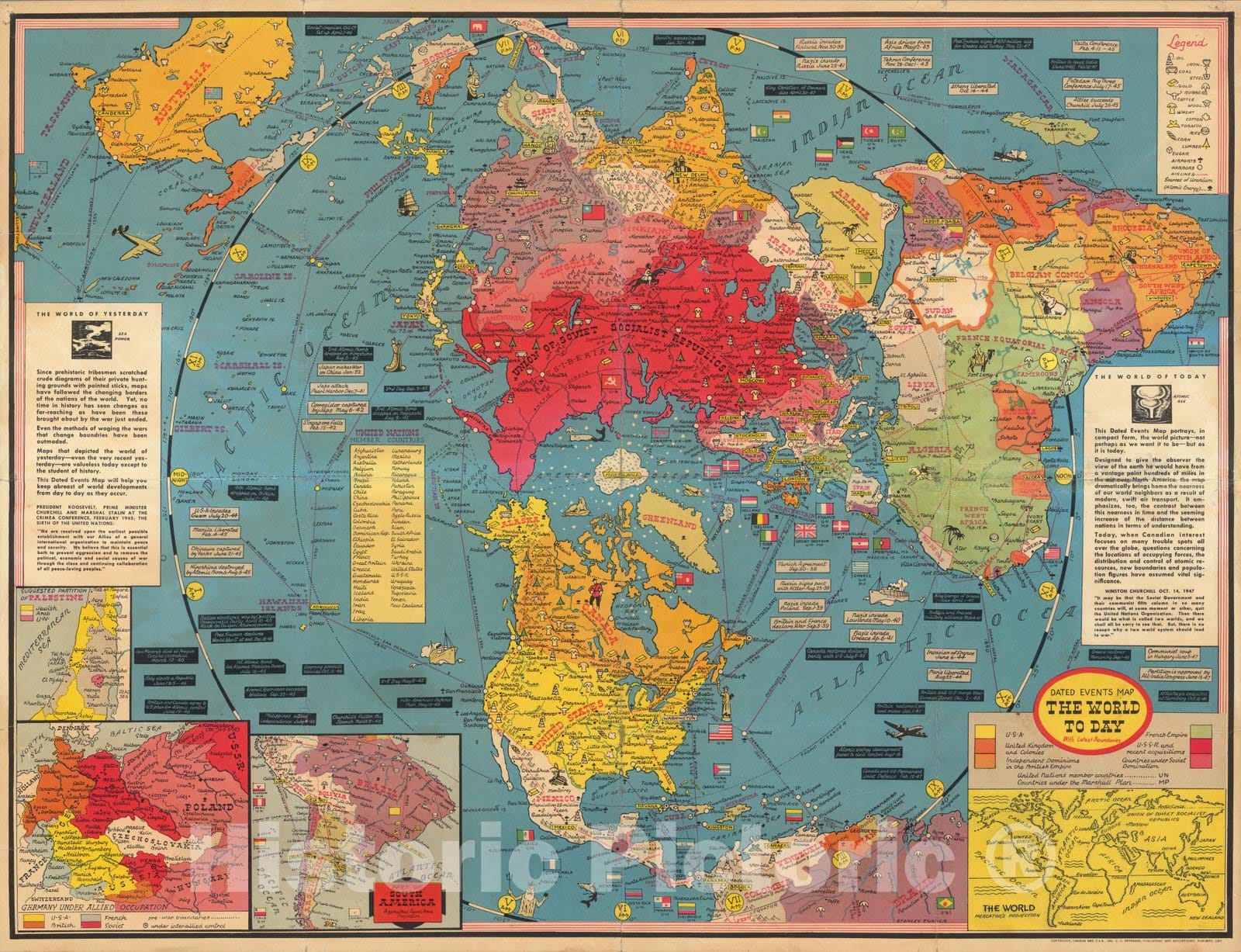 Historic Map : Dated events map : the world today with latest boundaries. Stanley Turner, 1944 v2