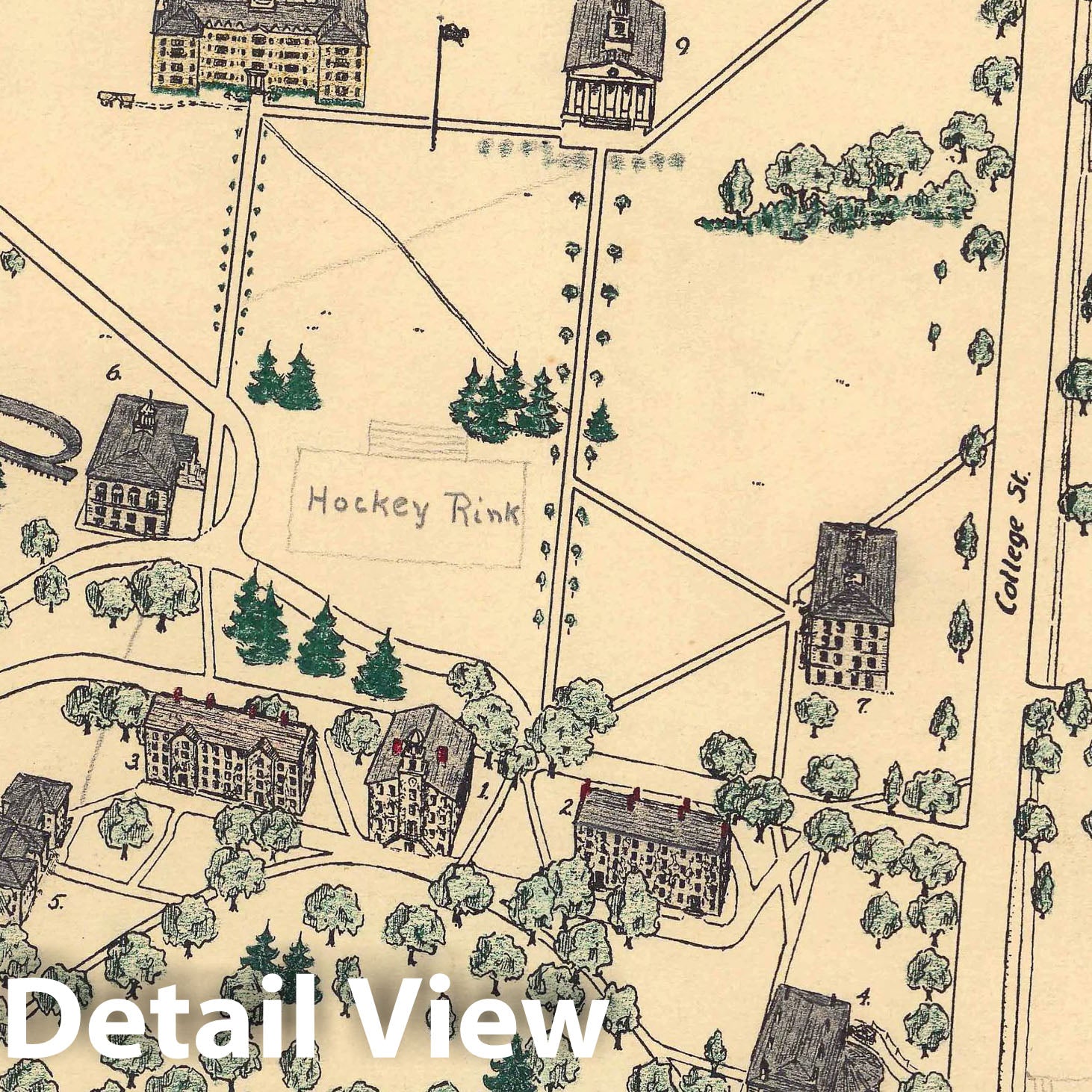 Middlebury College Campus - Pictorial Map, 1933