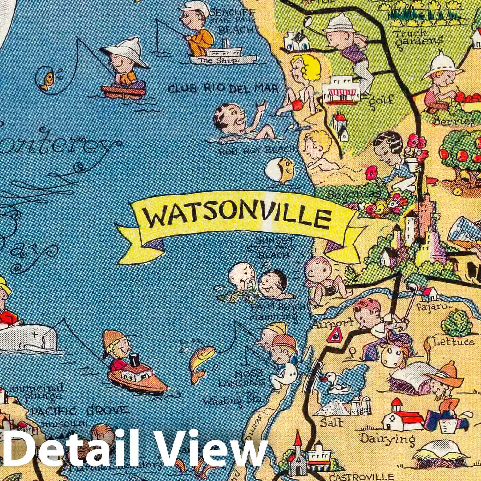 Monterey Bay Region, California - Pictorial Map, 1932