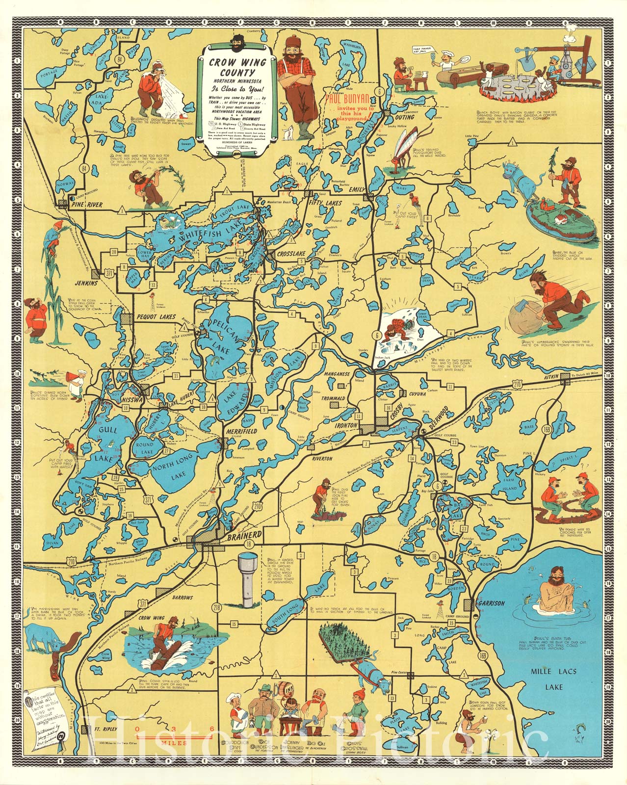 Crow Wing County, Minnesota - Pictorial Map, 1946