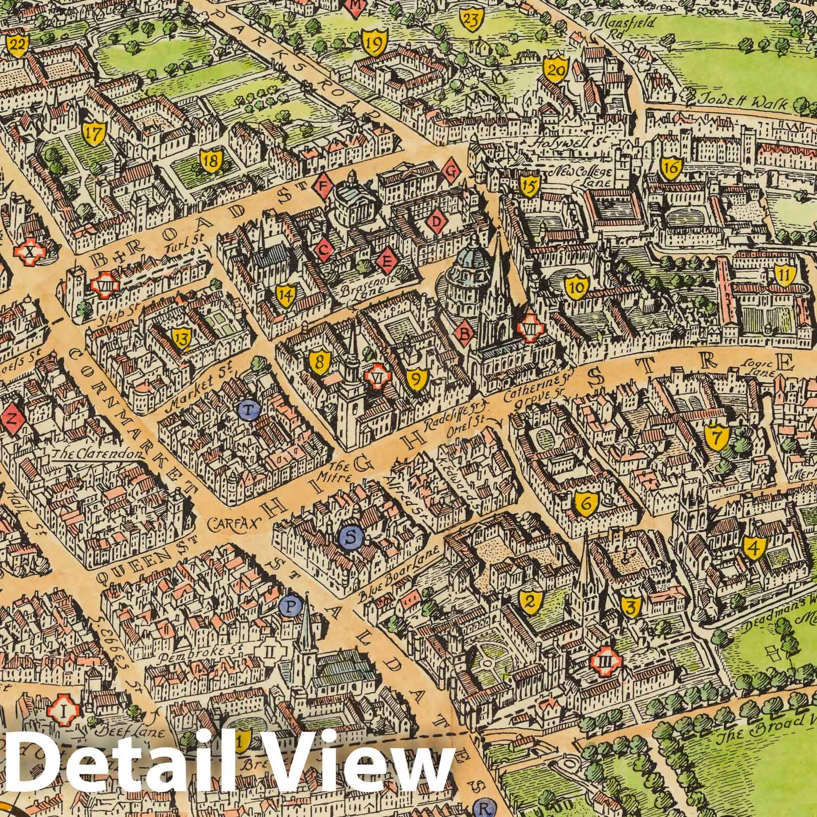 Oxford - Pictorial Map, 1936 - Historical Map Print