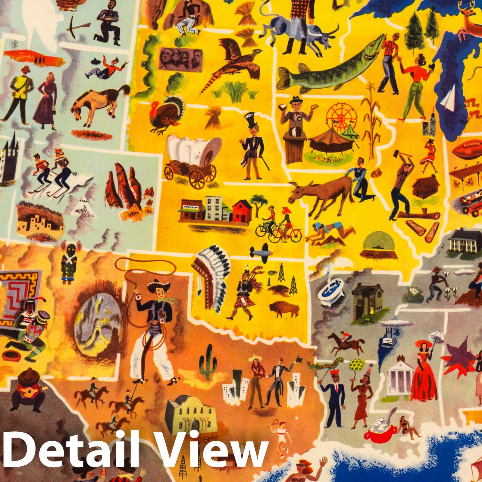 United States - Pictorial Map, 1949 - Historical Map Print