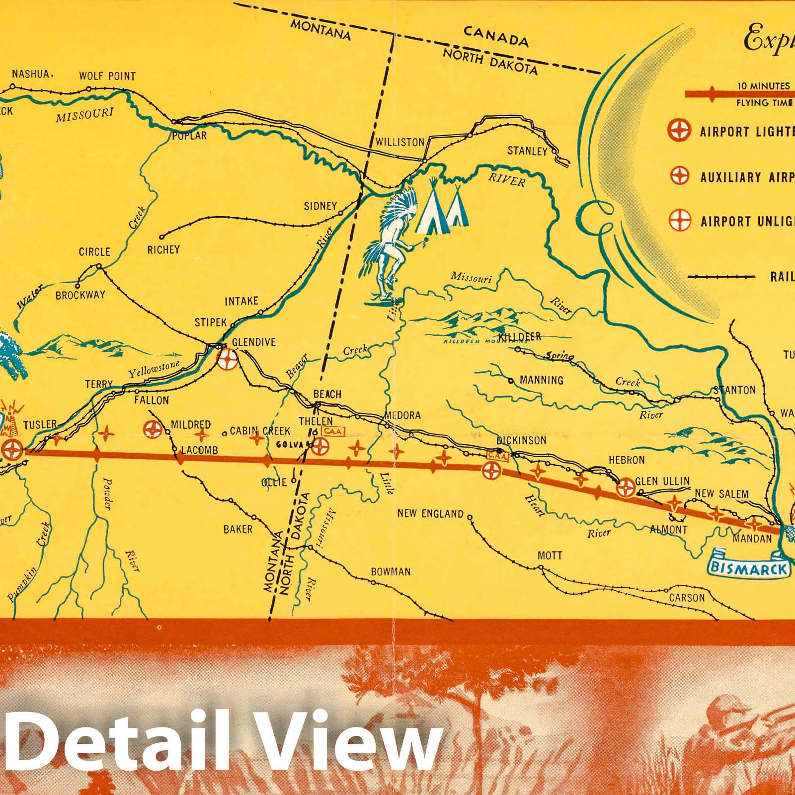 Northwest Airlines Short Cut Route Map 1939 - Chicago Twin Cities Pacific Coast