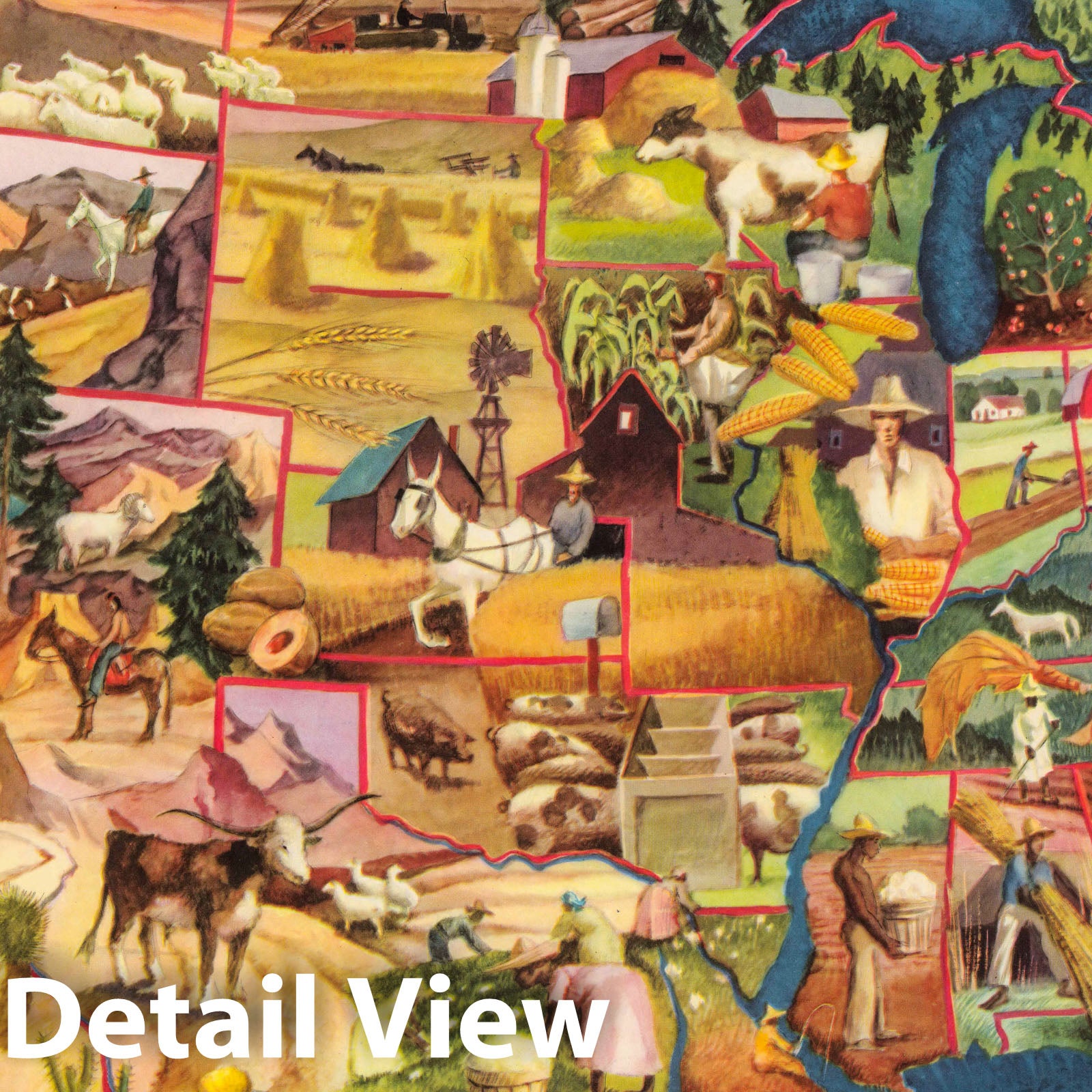 United States - Pictorial Map, 1946 - Historical Map Print