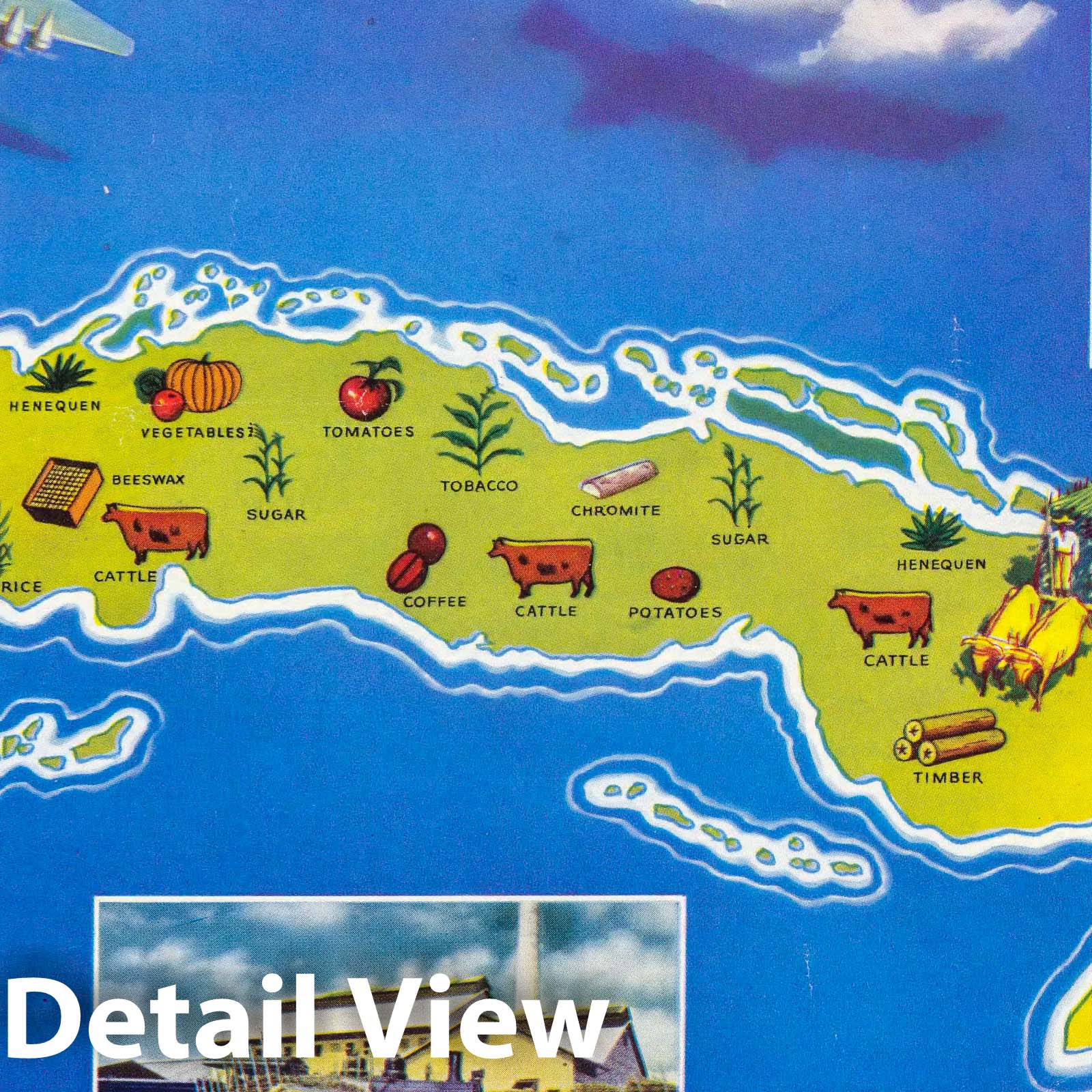 Pan American World Airways - World Airline Routes, 1950 - Cuba Pictorial Map