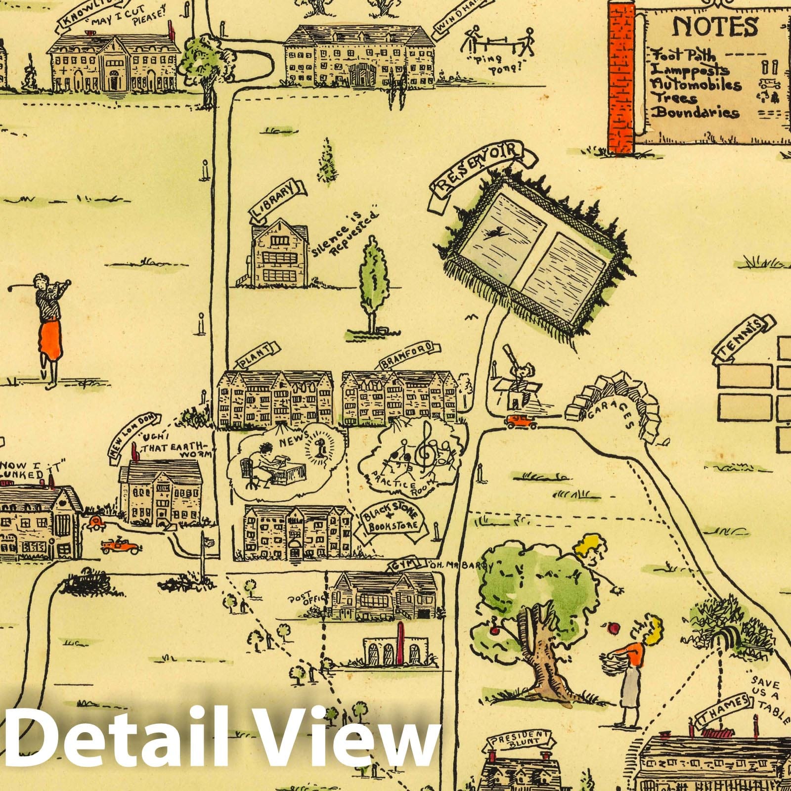Connecticut College for Women Campus - Pictorial Map, 1934