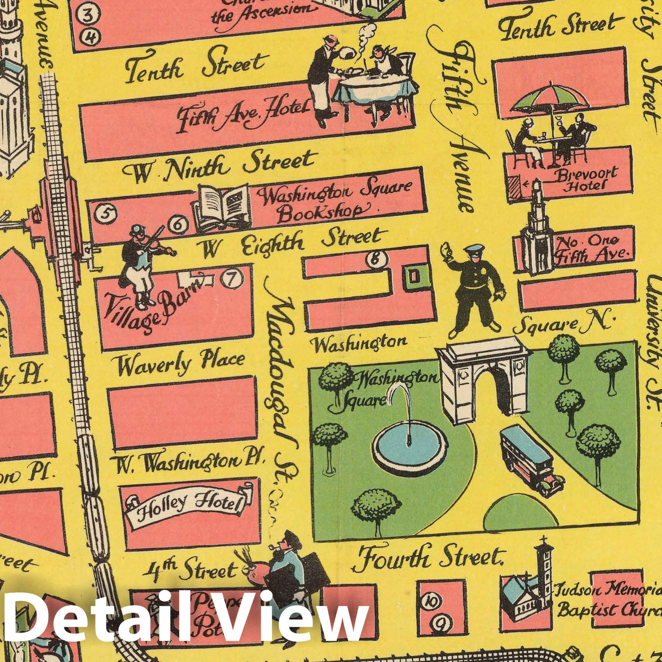 Greenwich Village, New York - Pictorial Map, 1934 by Tony Sarg