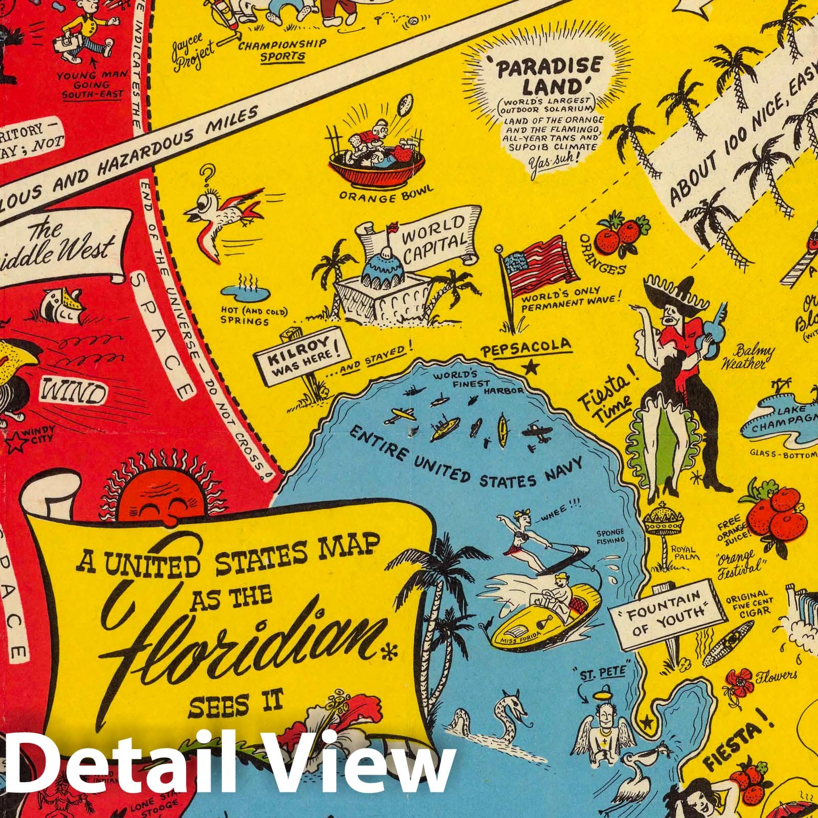 United States - Satirical Map, 1948 - Historical Map Print