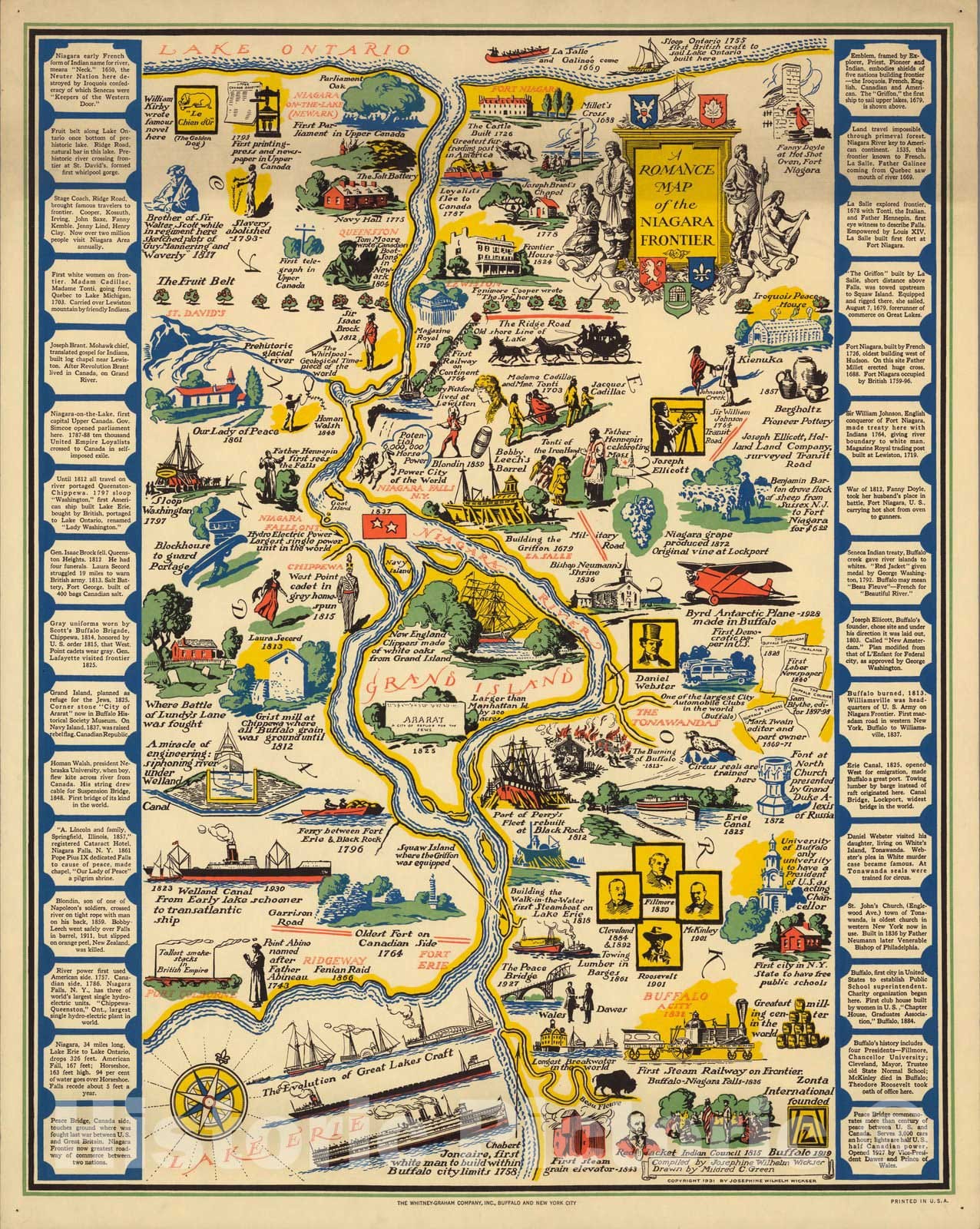 Historic Map : A romance map of the Niagara frontier, 1931 - Vintage Wall Art