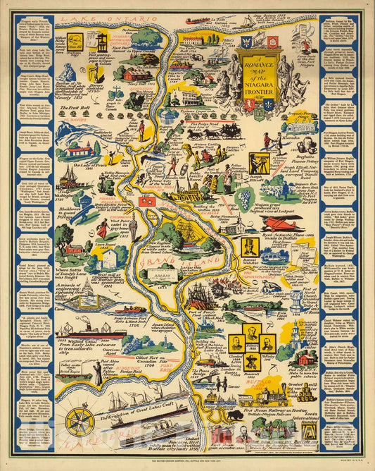 Historic Map : A romance map of the Niagara frontier, 1931 - Vintage Wall Art