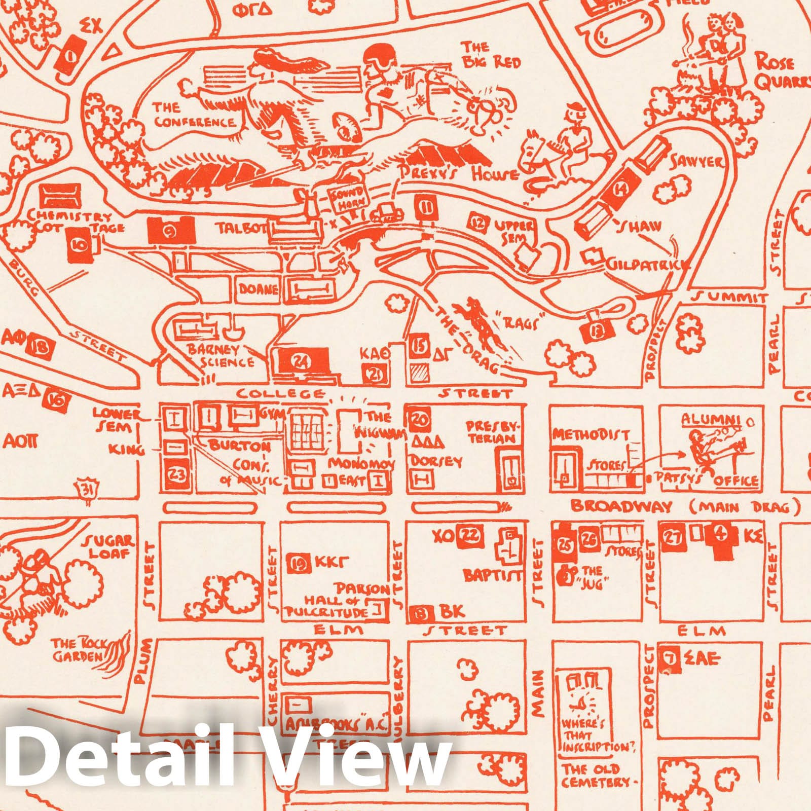 Denison University, Granville, Ohio - Pictorial Map, 1938