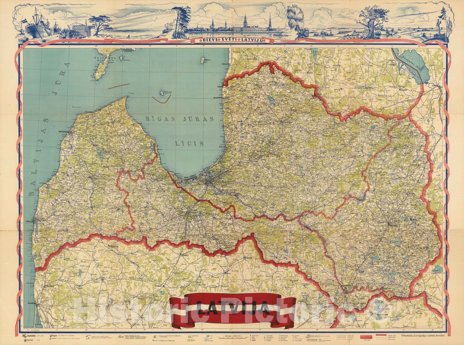 Latvia - Railroad Map, 1950 - Historical Map Reproduction