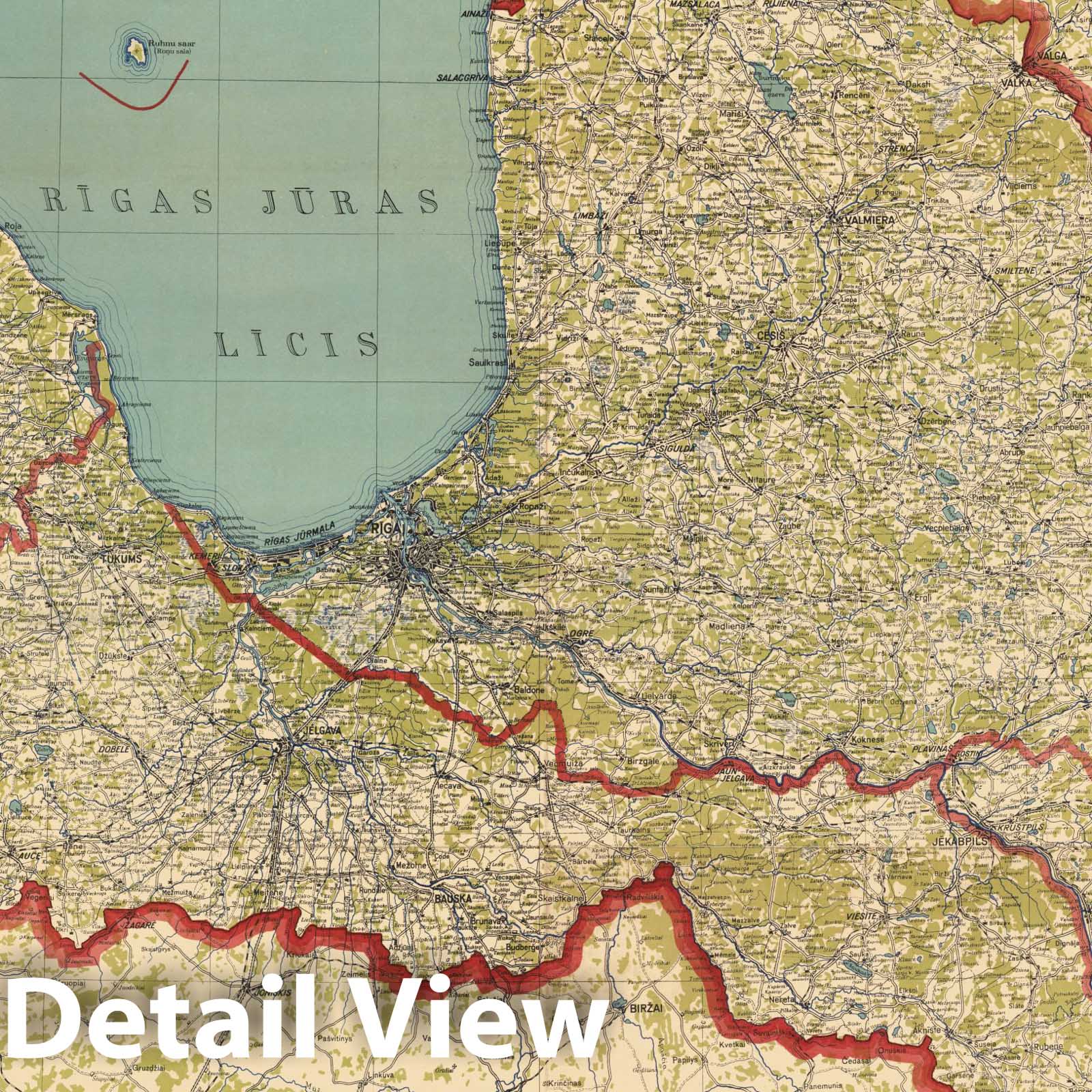 Latvia - Railroad Map, 1950 - Historical Map Reproduction