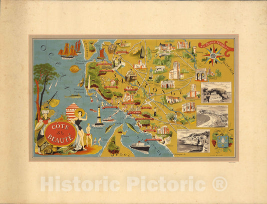 Historic Map : Cote de Beaute, 1940, Vintage Wall Decor