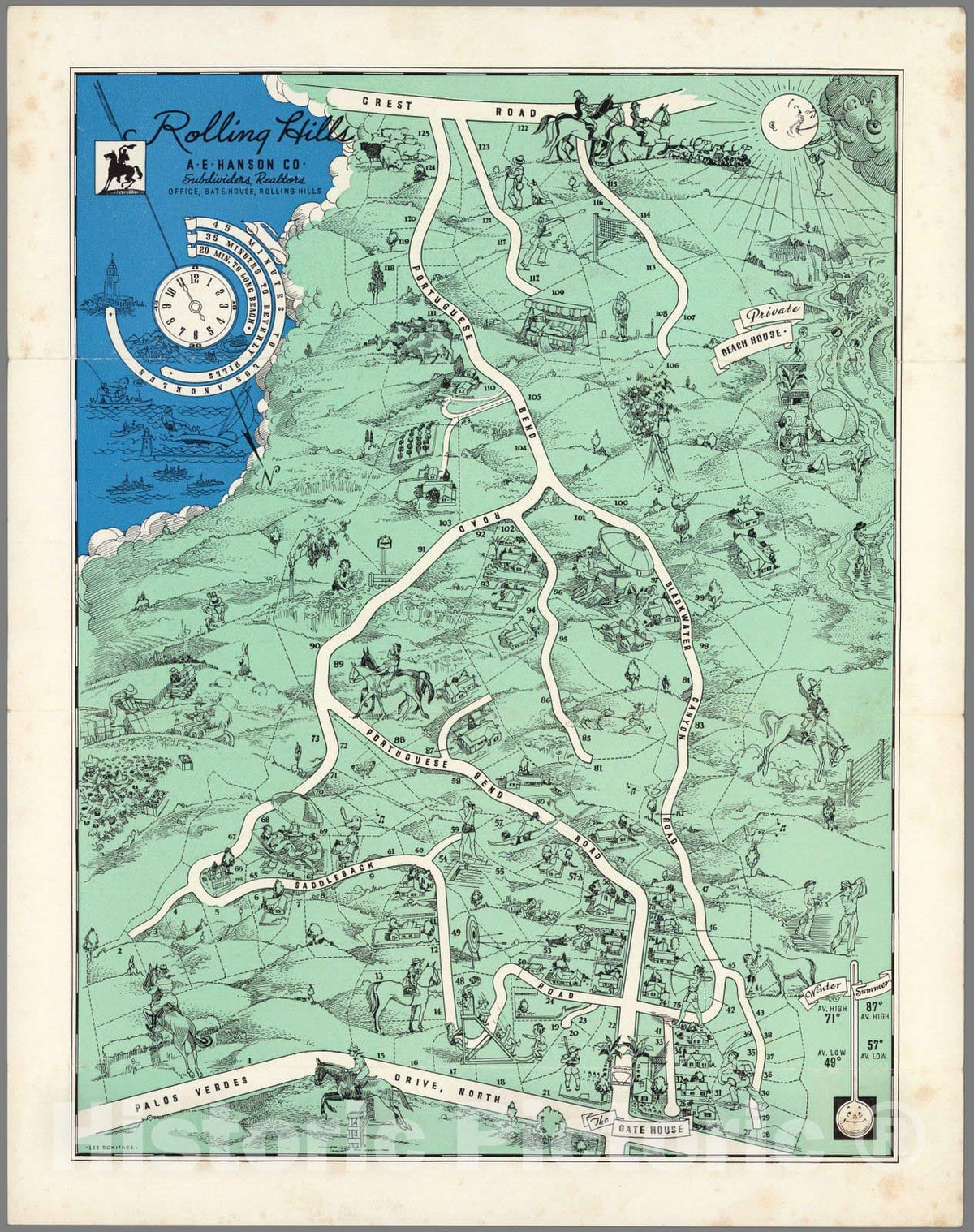 Rolling Hills, California - Pictorial Map, 1957