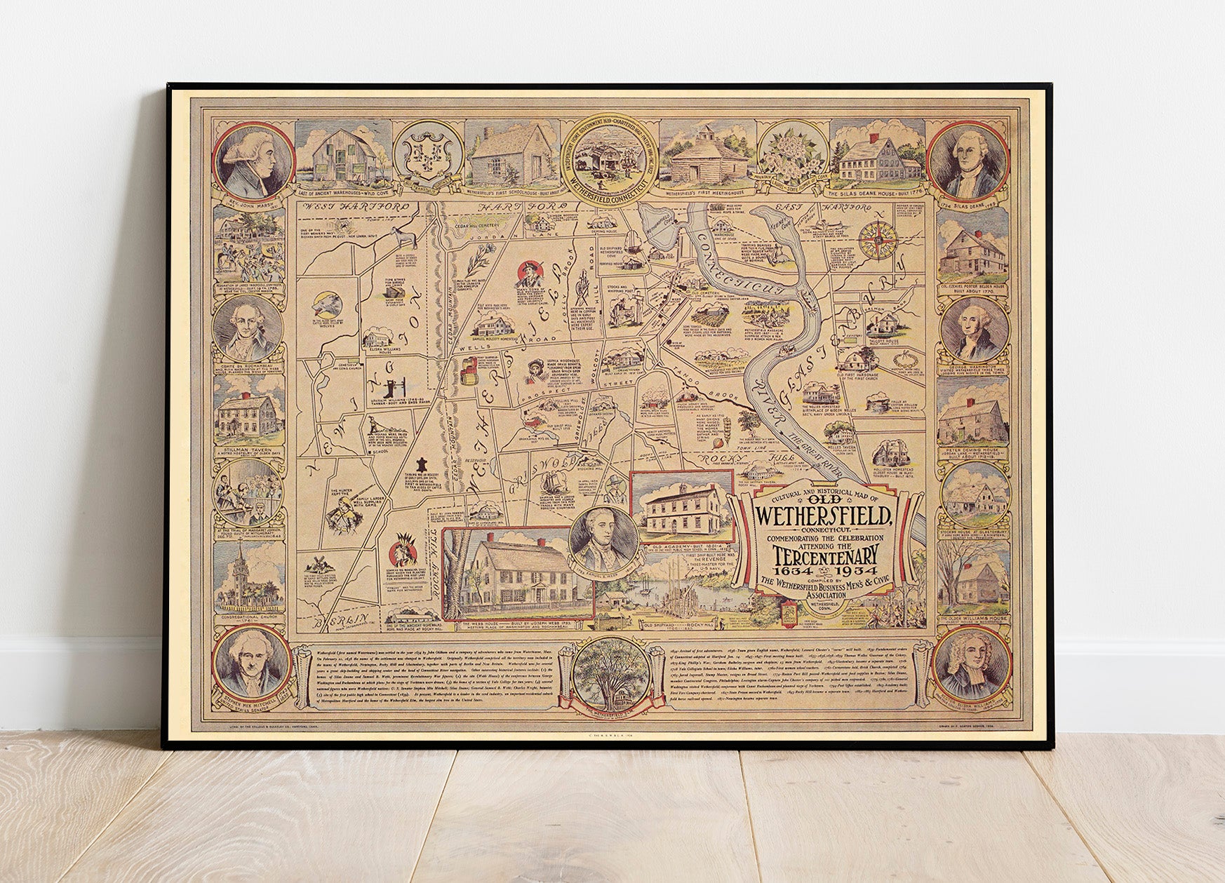 Wethersfield, Connecticut - Pictorial Map, 1934