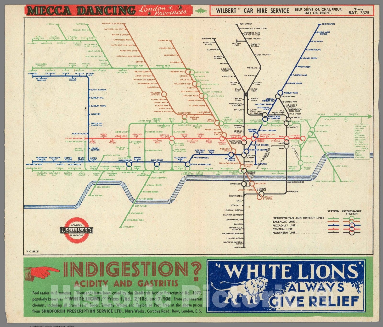 London Underground Transit Map, 1941 - H.C. Beck Historical Map Print