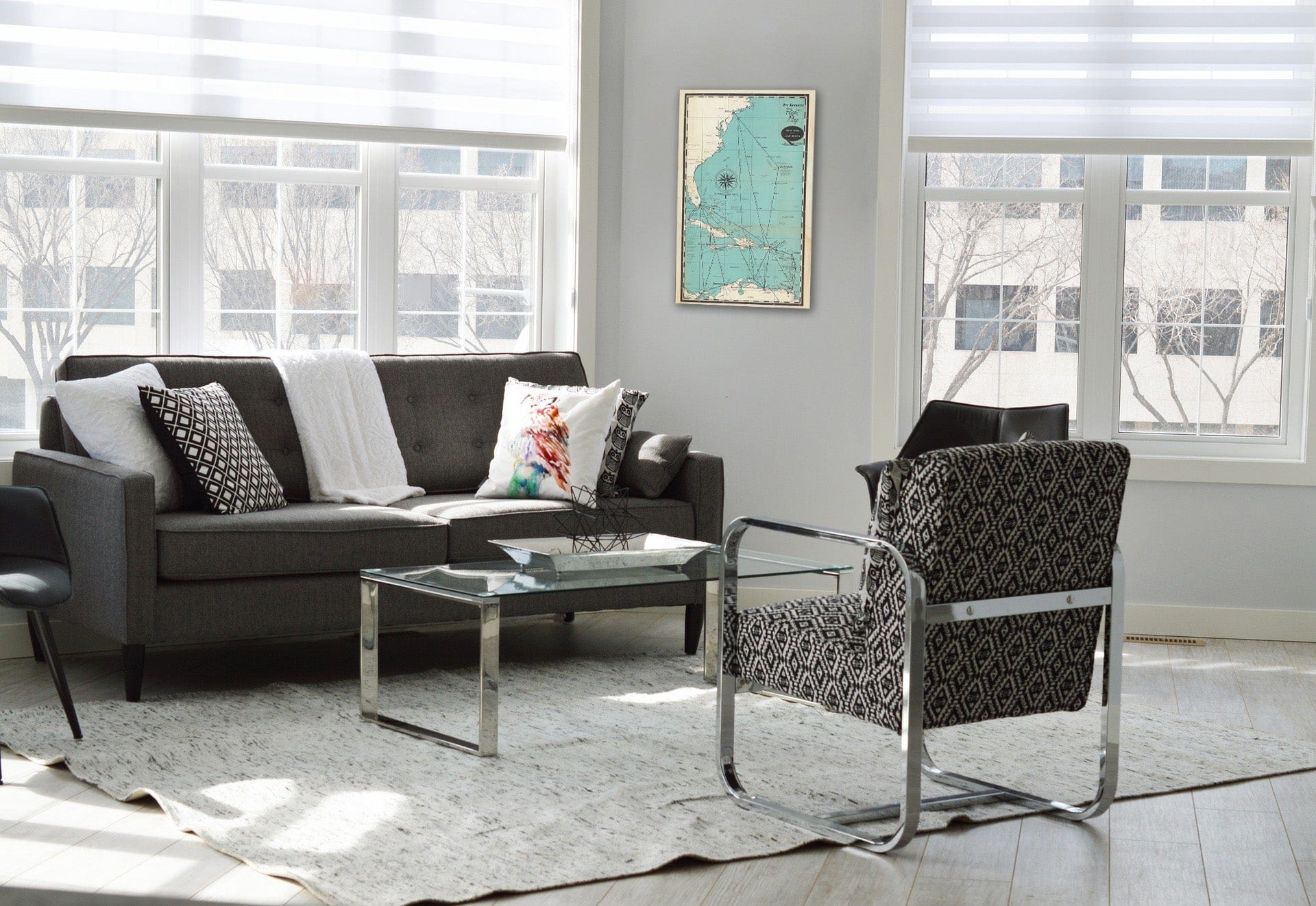 Historic Map : Pan American flight map, New York and Caribbean, 1950 - Vintage Wall Art