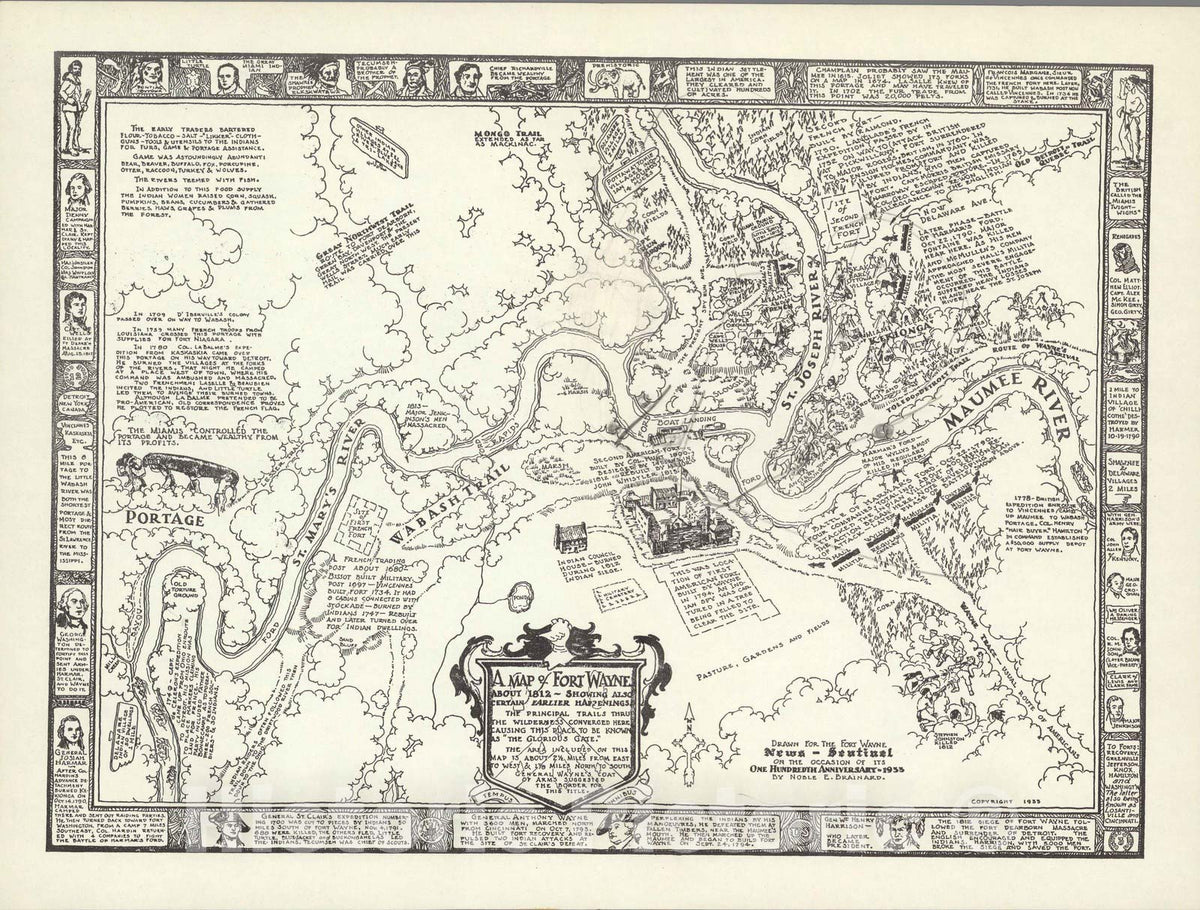 Historic Map : Fort Wayne about 1812 - Vintage Wall Art