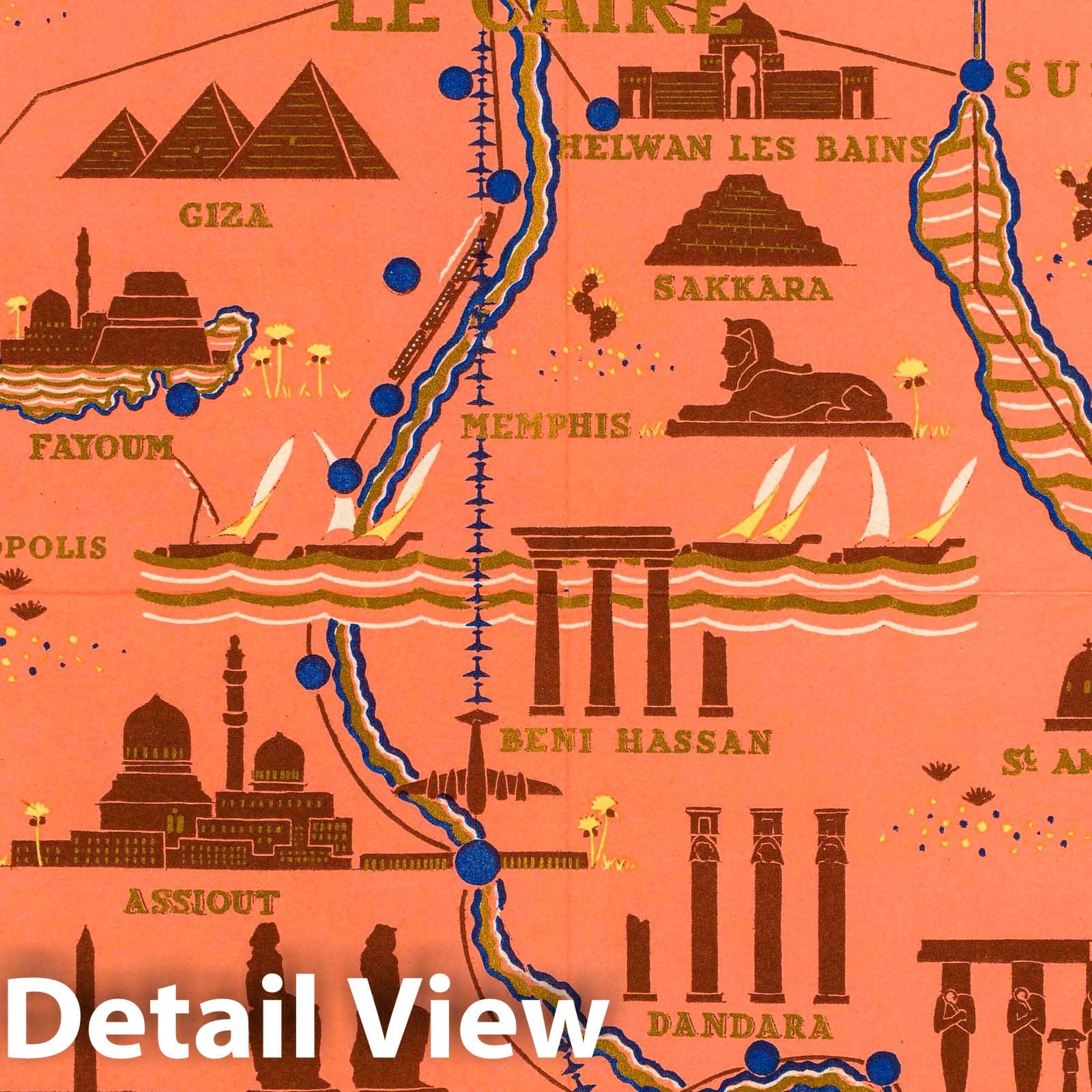 Egypt - Pictorial Map, 1937 - Historical Map Reproduction