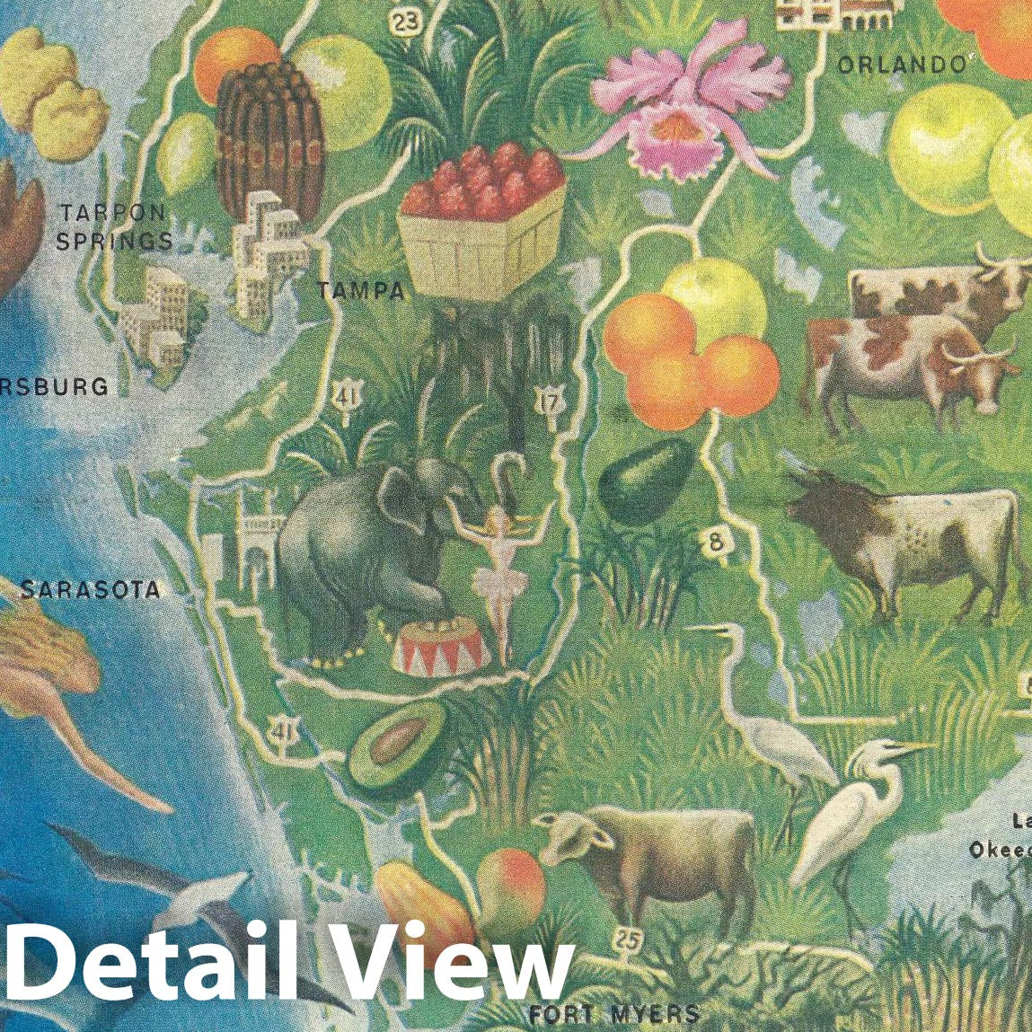 Florida - Pictorial Map, 1946 by Covarrubias - Historical Map Print