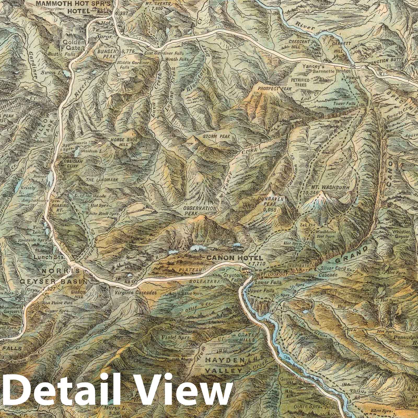Yellowstone National Park - Railroad Map, 1895