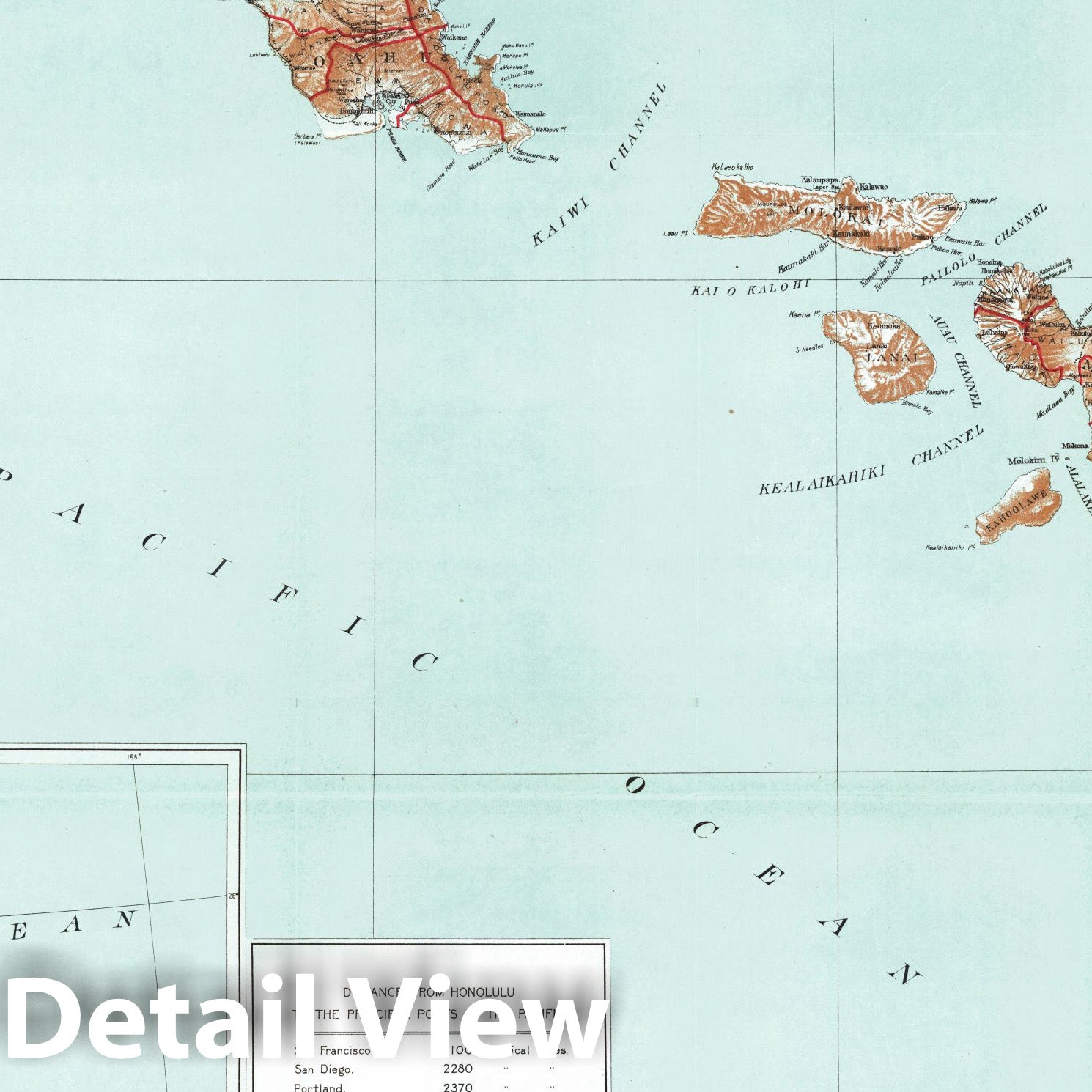 Historic Map - Map of the Territory of Hawaii, 1918 - Vintage Wall Art