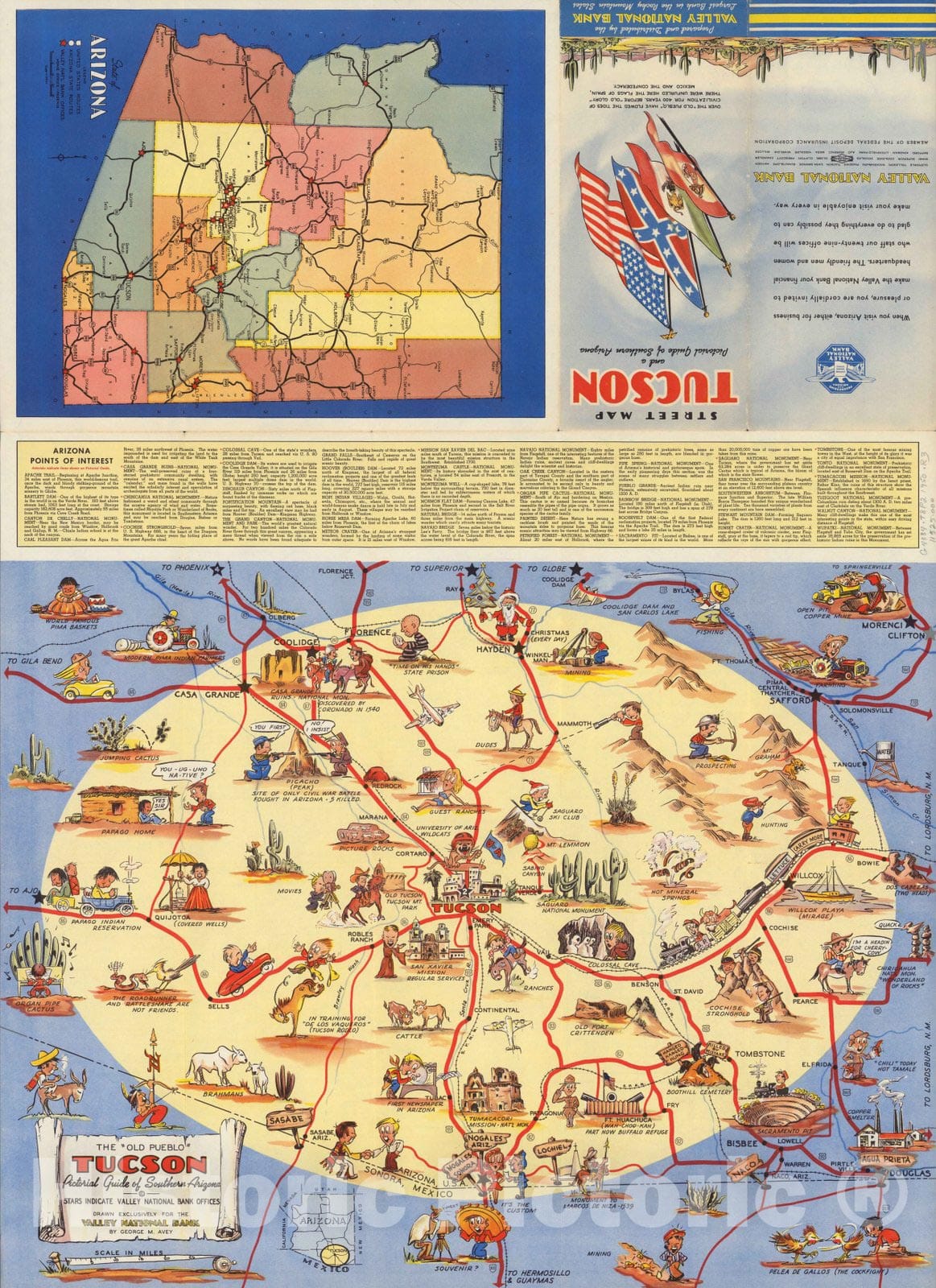 Historic Map : Pocket Map, The Old Pueblo Tucson 1950 - Vintage Wall Art