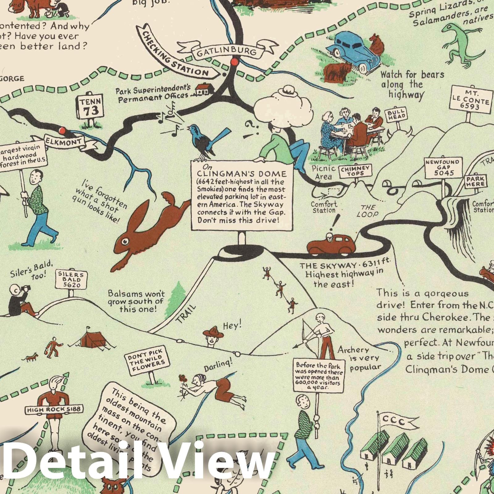 Great Smoky Mountains National Park Pictorial Map, 1939 - Historical Map Print