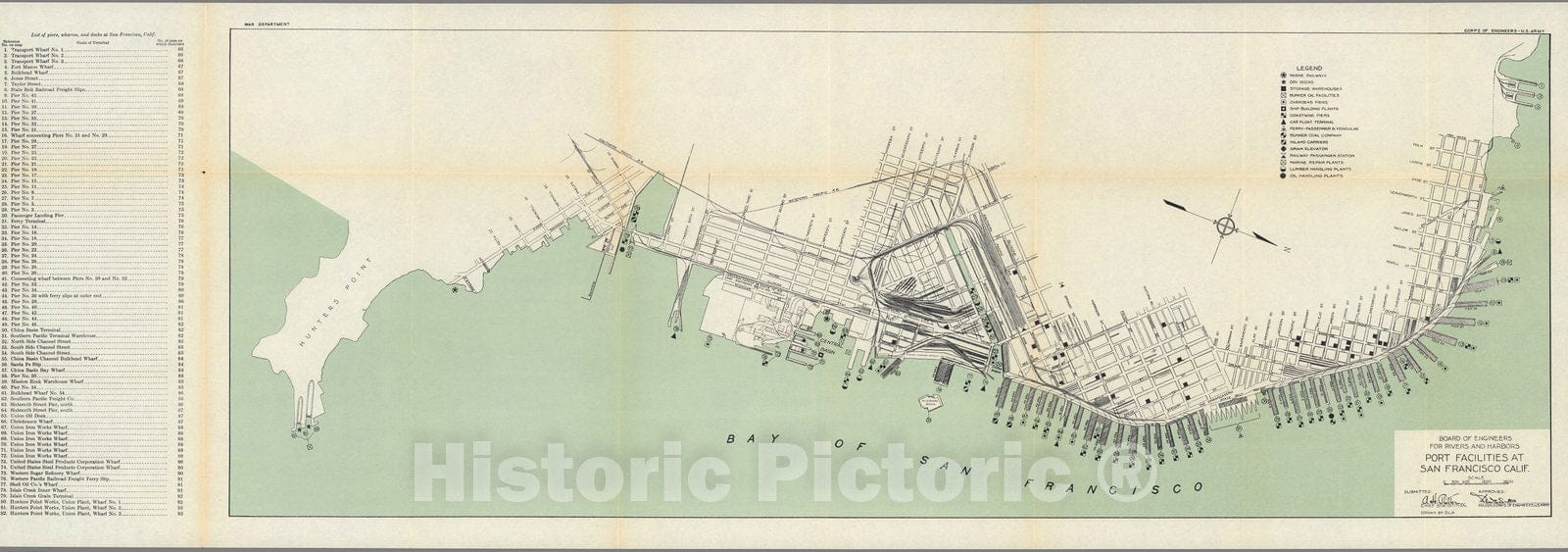Historic Map : Port facilities at San Francisco, Calif., 1932, Vintage Wall Decor