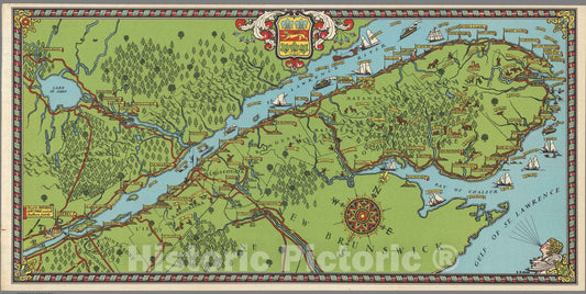 Historic Wall Map : Pocket Map, Gaspe Peninsula 1929 - Vintage Wall Art