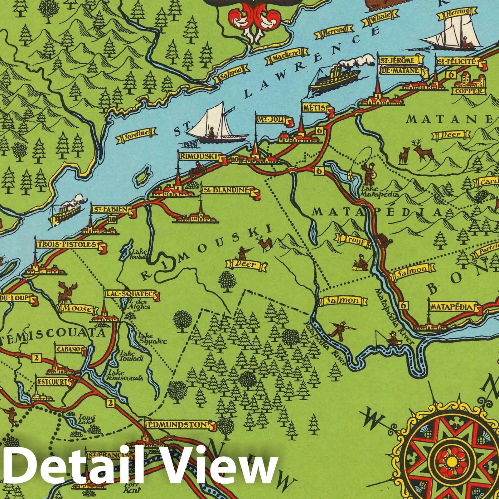 Gaspe Peninsula, Quebec - Pictorial Map, 1929