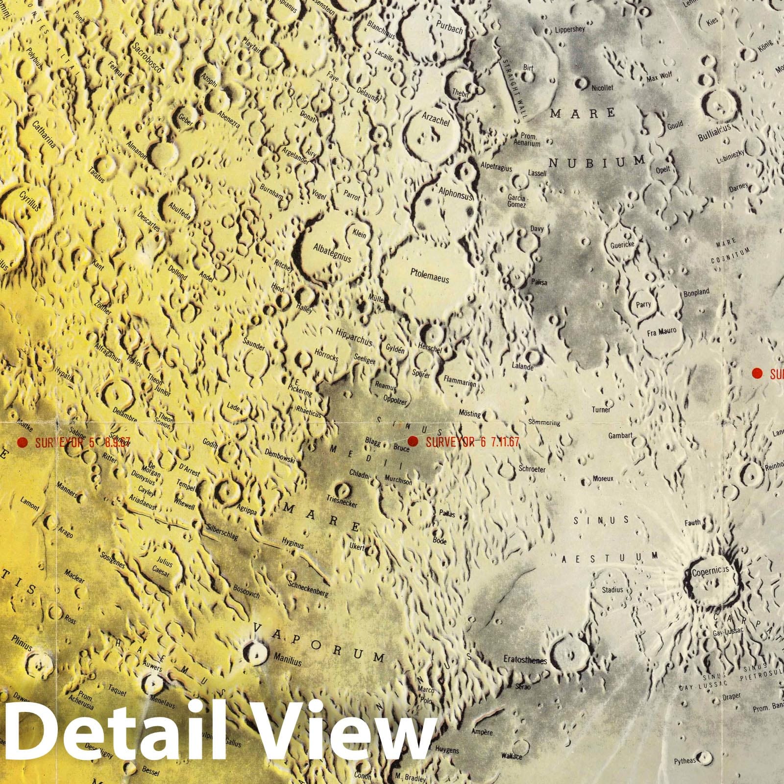 Moon - Celestial Map, 1969 - Historical Lunar Surface Print